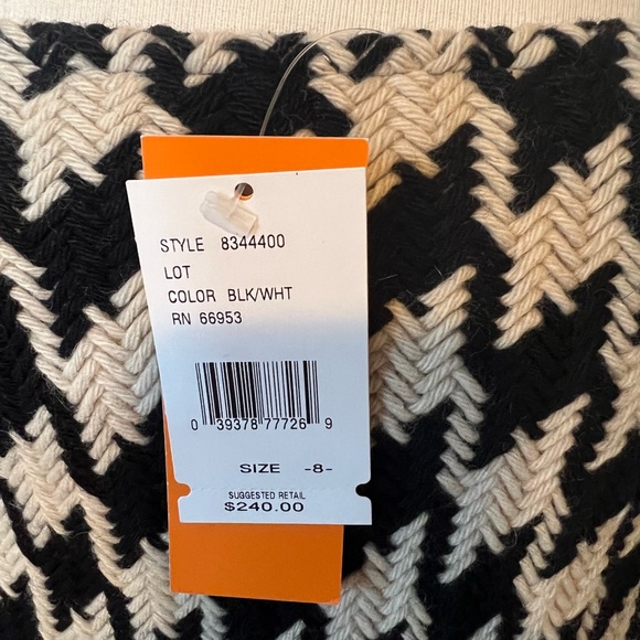 NWT Cynthia Steefe wool herringbone fur and leather trimmed skirt Size 8 - Picture 4 of 6